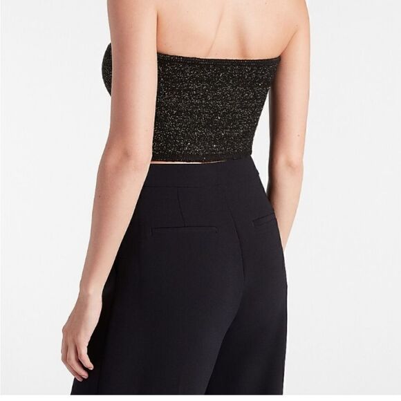 Express metallic tube top cropped sweater, black and gold size Extra Large NWT - Picture 5 of 7